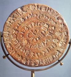 The Phaistos Disc, with symbols of unknown significance, from Crete, c.1650 BC